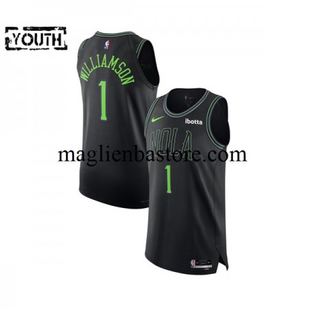 Maglia NBA New Orleans Pelicans Zion Williamson 1 2023-2024 Nike City Edition Nero Swingman - Bambino